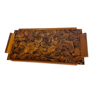 Mid Century Burl Wood Tray For Sale
