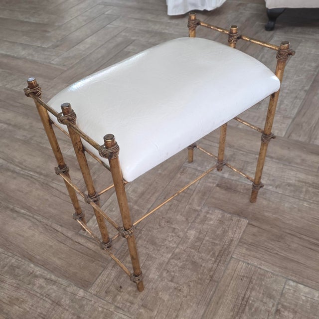 Hollywood Regency Maitland Smith Gilt Metal Bench For Sale - Image 3 of 12