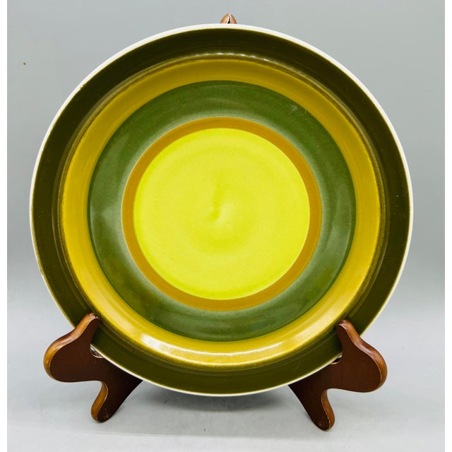 Mismatched Set of 5 Vintage Green Dinner Plates/ Mixed 70’s Stoneware