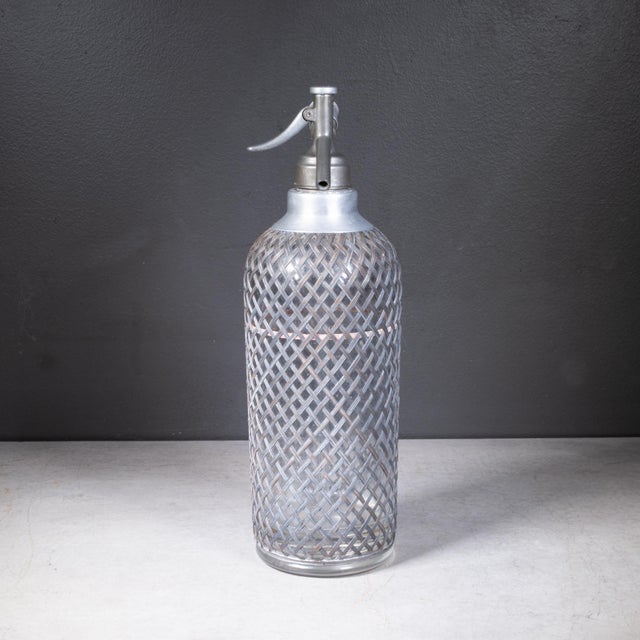 Metal Art Deco Sparklets London Wire Mesh Seltzer Bottles c.1930 For Sale - Image 7 of 10