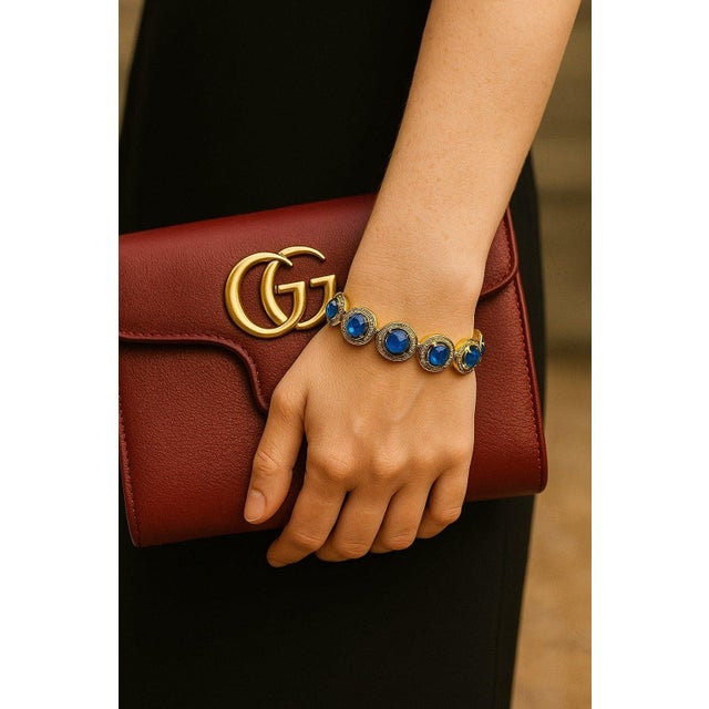 Bochic “Capri” Vintage Natural Tanzanite & Diamond Bracelet Set In 18K & Silver For Sale In New York - Image 6 of 12