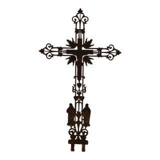 19th-Century French Cast Iron Cross W/Tips For Sale