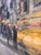 Early 21st Century Sidewalks in Greys by Jim Beckner | Oil on Board Nighttime city street with people and lights. For Sale - Image 5 of 5