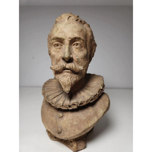 Ceramic Decorative Terracotta Bust of Cervantes, 1890-1910 For Sale - Image 7 of 8