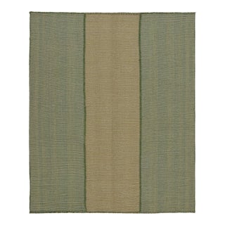 Rug & Kilim’s Modern Kilim in Beige & Green Stripes For Sale