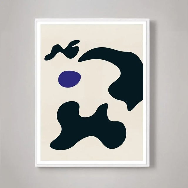 Not Yet Made - Made To Order Modern Abstract With Biomorphic Shapes Blue and Black #1 Print For Sale - Image 5 of 7