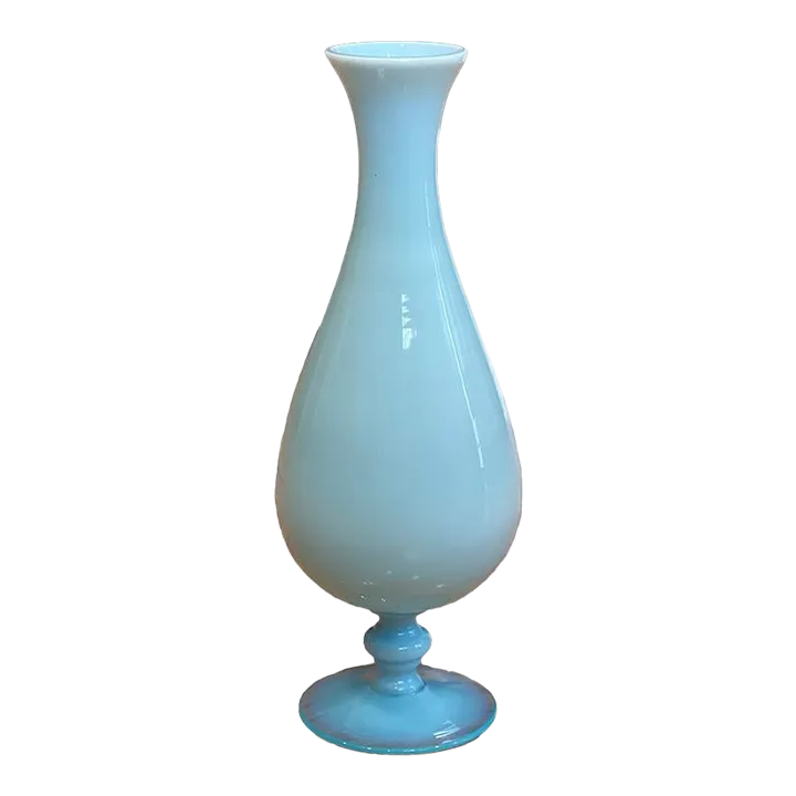 19th Century Portieux Vallerysthal Aqua Blue Opaline Vase | Chairish