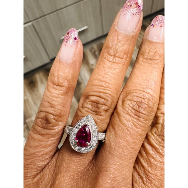 Roshe Jewels Ruby Ring With Diamonds in 18 Karat White Gold, Size 7 For Sale - Image 10 of 10