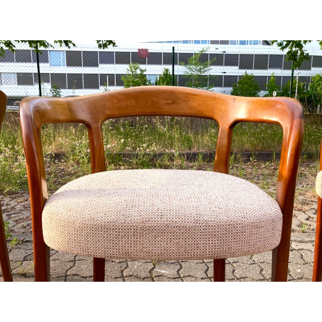 1970s Mid-Century Round Walnut Chair, 1960s, Set of 4 For Sale - Image 5 of 13