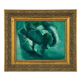 Vintage Botanical Oil Painting in Gilt Frame For Sale