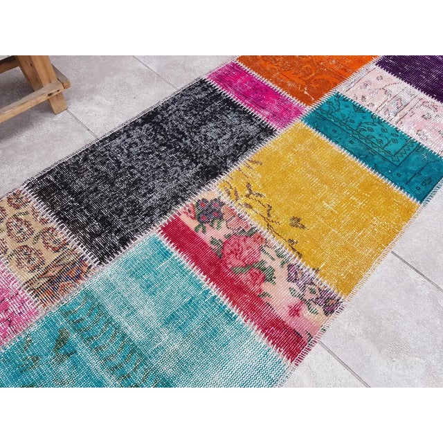 Vintage Colourful Oushak Runner For Sale - Image 10 of 10
