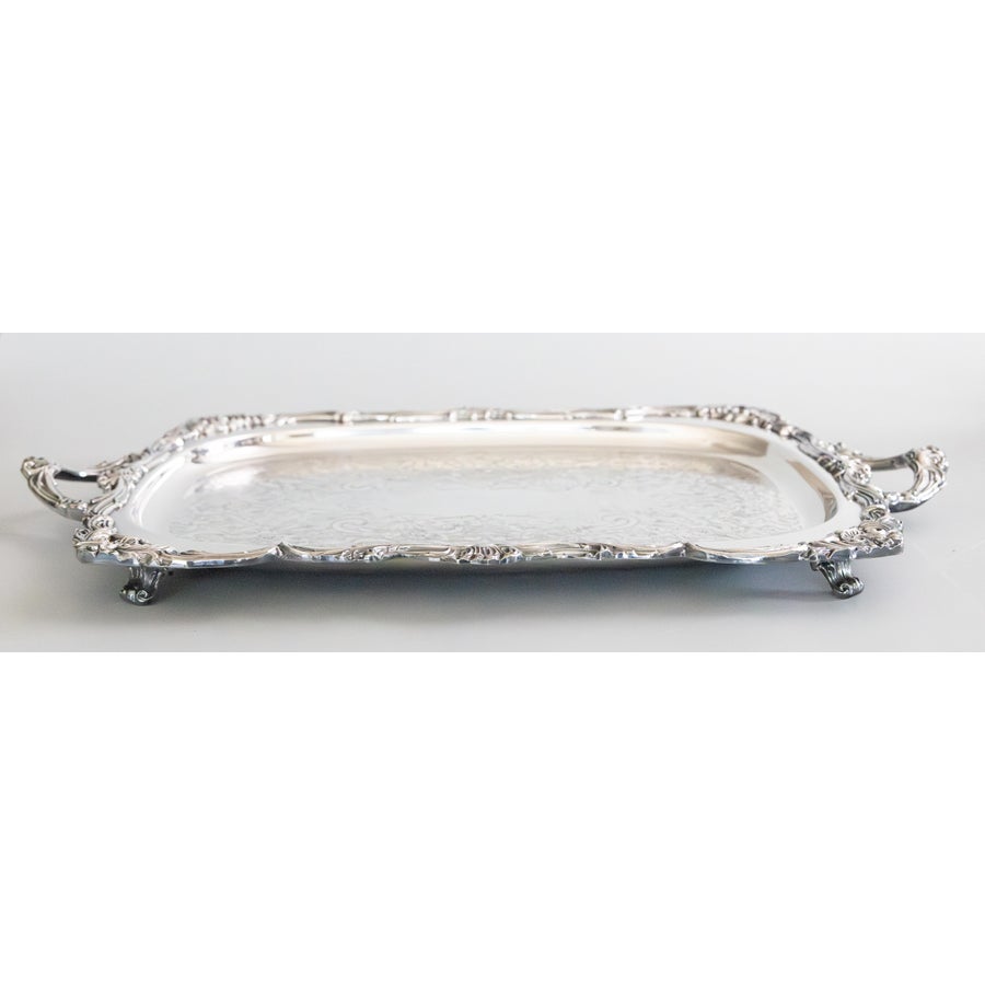 Vintage Gorham Silver Plate Footed Rectangular Serving Tray With