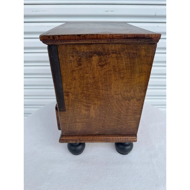 Miniature Antique George Iii Style Curly Maple Chest For Sale - Image 4 of 12