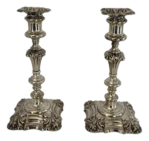 Antique George II Sheffield Plated Telescopic Candlesticks, 1800, Set of 2