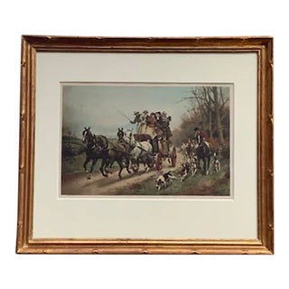 John Sanderson Wells Coaches and Horses/Passing the Hunt, Hand Colored Lithograph For Sale
