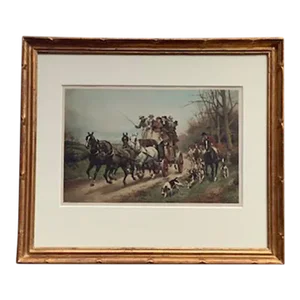 John Sanderson Wells Coaches and Horses/Passing the Hunt, Hand Colored Lithograph