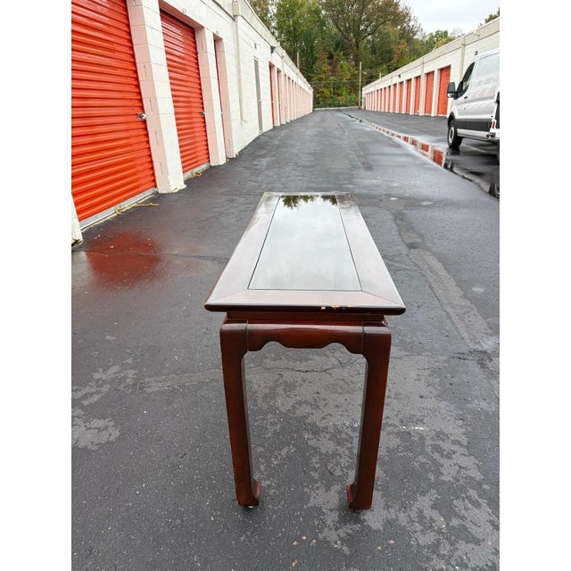 Glass Top Wood Console Table For Sale In Philadelphia - Image 6 of 8