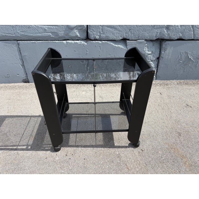 Black 1980s Black Serving or Bar Cart From Mascagni, Made in Italy, Foldable For Sale - Image 8 of 15