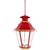 Chinoiserie Vintage Chinoiserie Red Tole Hanging Lantern Chandelier With Brass Bells For Sale - Image 3 of 14