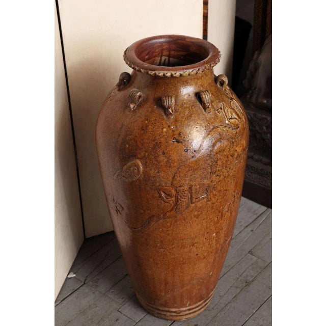 Asian Tall Antique Ming Dynasty Martaban Jar From China, 15th-16th Century For Sale - Image 3 of 10