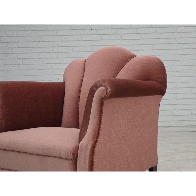 Danish Armchair in Velour and Oak, 1950s For Sale - Image 15 of 18