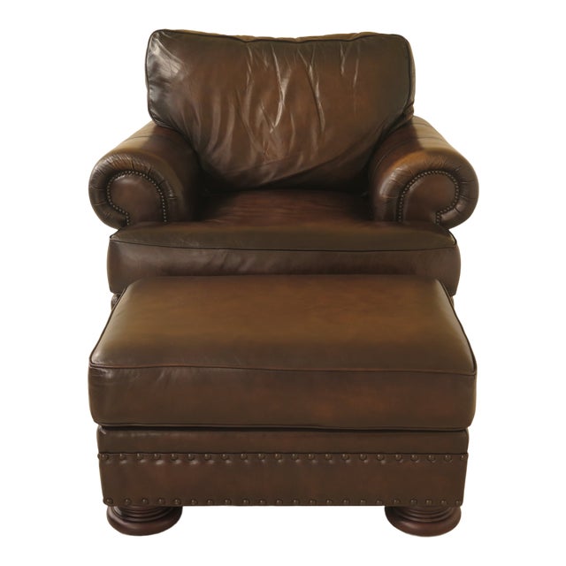 Modern Bernhardt Leather Club Chair & Ottoman Chairish