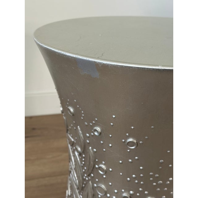 Baker Furniture Art Deco Silver Leaf Side Drum Drink Table by Thomas Pheasant For Sale In San Diego - Image 6 of 9