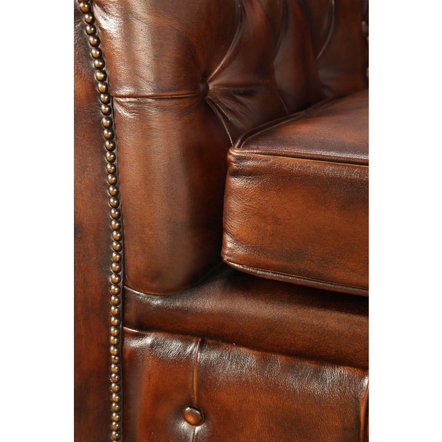 Chesterfield Style Brown Leather Sofa For Sale - Image 15 of 18