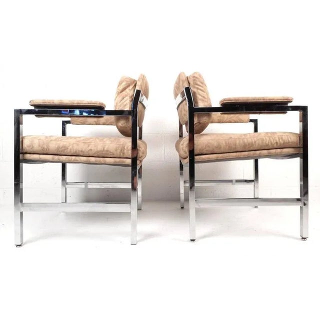 Mid-Century Modern Milo Baughman Style Armchairs - a Pair For Sale - Image 4 of 6