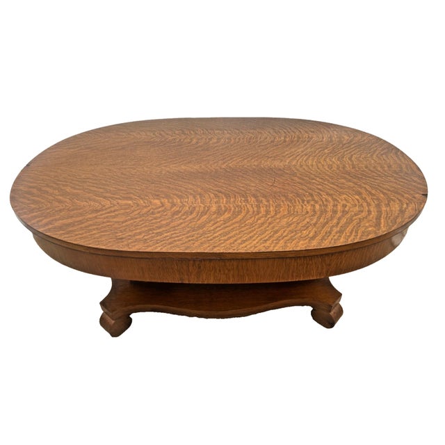 Antique Tiger Oak Oval Center Table Parlor Coffee Table Arts & Crafts Mission For Sale - Image 4 of 10