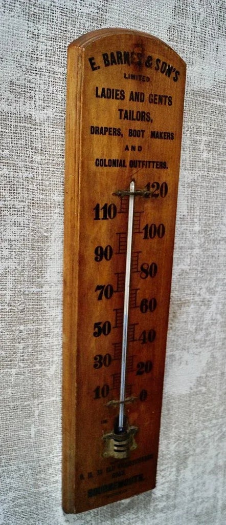 Vintage Wooden Advertising Thermometer | Chairish