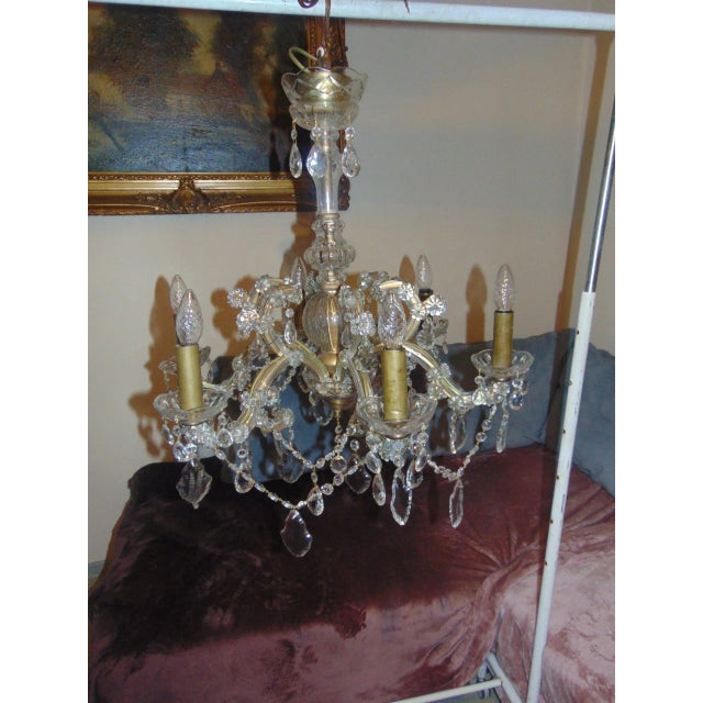 Vintage Crystal Glass Chandelier For Sale - Image 10 of 14