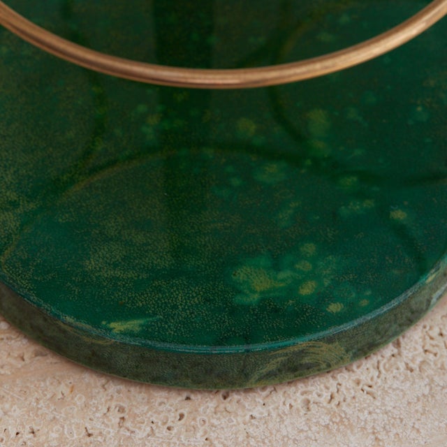 Green Italian Green Goatskin + Brass Cocktail Set Attributed to Aldo Tura, 1970s For Sale - Image 8 of 11