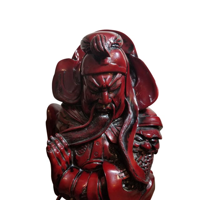 Plastic Vintage Chinese General Guān Yǔ Warrior Statue Sculpture Figurine For Sale - Image 7 of 11