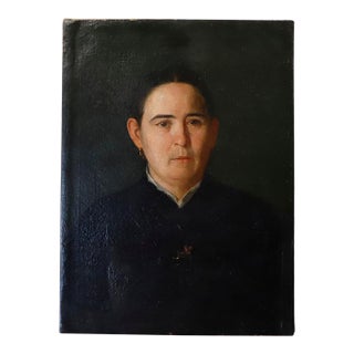 Portrait of a Mexican widow, oil on canvas, signed and dated 1883 For Sale