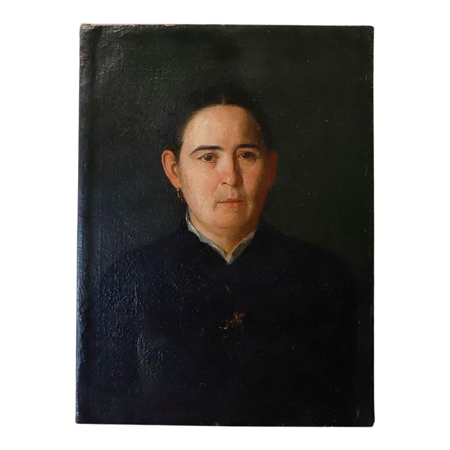 Portrait of a Mexican widow, oil on canvas, signed and dated 1883 For Sale