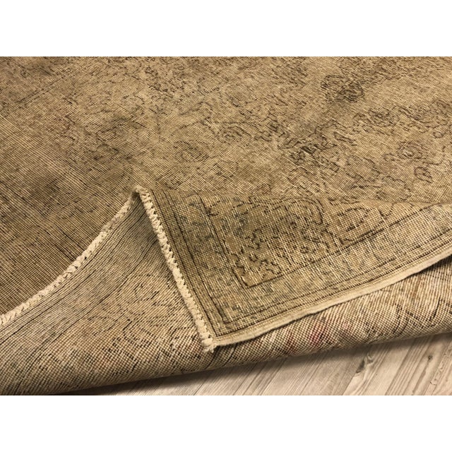 Vintage Tan Oushak Handmade Tribal Rug For Sale - Image 4 of 11