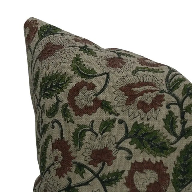 Fabdivine Decorative Block Print Cushion Cover 20x20 Inch Thick Linen Mandakini For Sale - Image 4 of 4