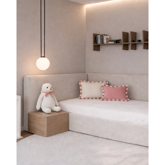 Early 21st Century Couple Bicolor Happy Cushions White and Pink Velvet from Lo Decor, Set of 2 For Sale - Image 5 of 8