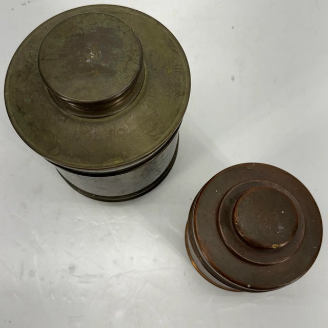 Set of 2 1930's Decorative Copper Humidors For Sale - Image 4 of 10