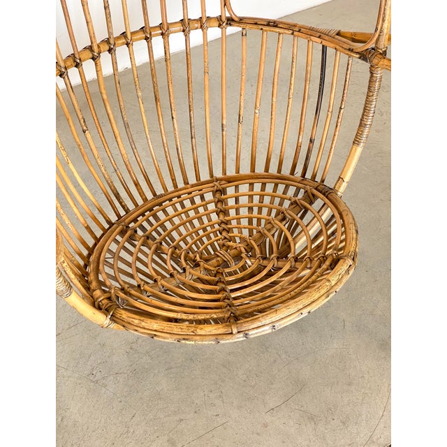 Brown Hanging Bamboo Armchair, 1970s For Sale - Image 8 of 15
