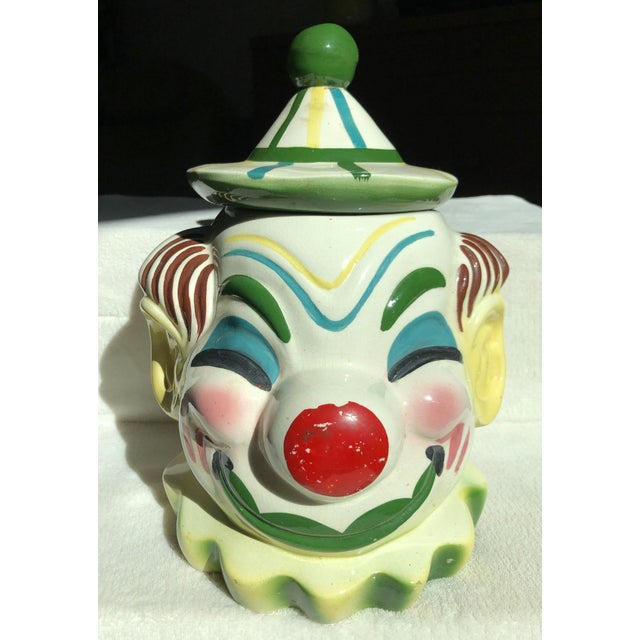 1950's Vintage Mid-Century Modern Smiling Clown Cookie Jar With Its Original Lid - From Sierra Vista of Pasadena, California For Sale - Image 11 of 12