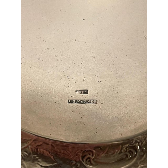 Silver Sterling Silver A. E. Wagner Repousse Salver, 19th Century For Sale - Image 8 of 9