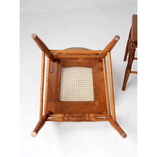 Brown Antique Pressed Back Dining Chairs- Set of 4 For Sale - Image 8 of 13