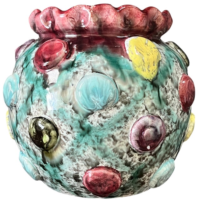 Contemporary 1960s Italian Modernist Cabochon Jeweled Art Pottery Vase, Attributed to Fratelli Fanciullacci For Sale - Image 3 of 11