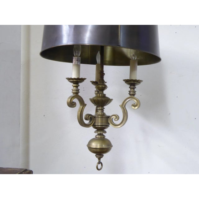 Late 20th Century Vintage Brass Chandelier With Tole Shade For Sale - Image 5 of 6