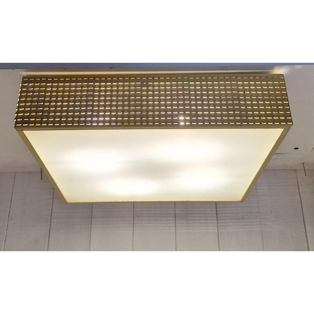Mid-Century Minimalist Square Ceiling Light with Yellow Metal Housing and Frosted Glass Panel, 1960s For Sale - Image 12 of 12