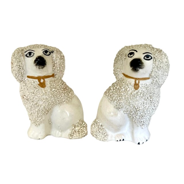Pair of Miniature English Staffordshire Poodle Figurines, 1950s, 3ʺ Tall For Sale - Image 11 of 11
