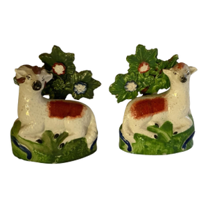 Antique Staffordshire Pearlware Figures Ewe Ram Made in England 1780-1840