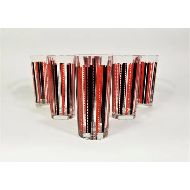 Red Italian Mid Century 1950s Glassware Barware Made in Italy For Sale - Image 8 of 15